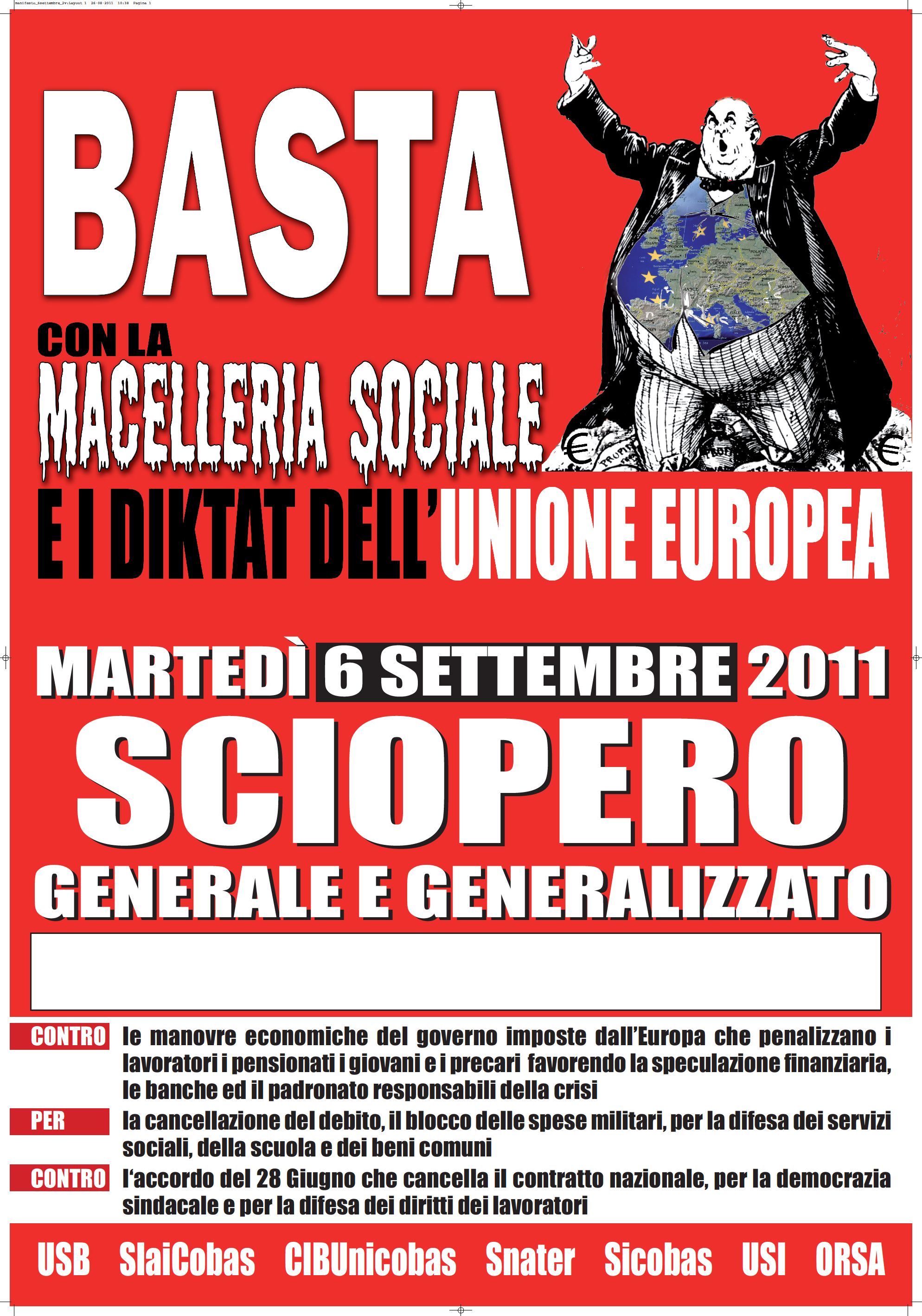 manifesto sciopero 6 settembre